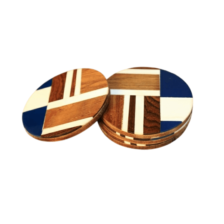 WOOD PRINTED COASTER ROUND SHAPE (DECAL)